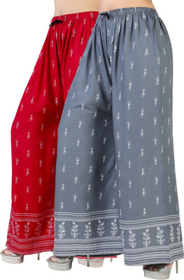 HouseOfCommon Flared Women Grey, Red Trousers