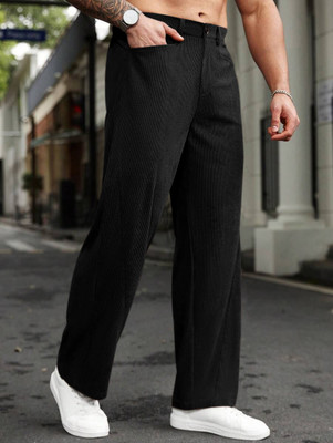 Rajovati Loose Fit Men Black Trousers