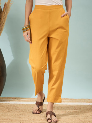 Divastri Regular Fit Women Yellow Trousers