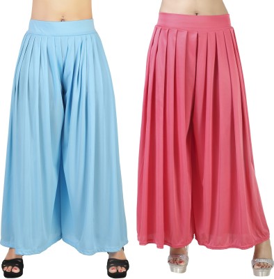 Afreen Flared Women Light Blue, Pink Trousers