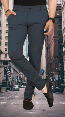 CIVIRASTTYLE Slim Fit Men Grey Trousers