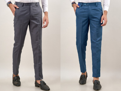 SEVEN HUNTERS Regular Fit Men Grey, Blue Trousers
