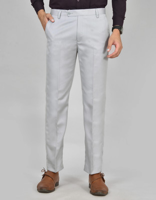 Q AND K Regular Fit Men Silver Trousers