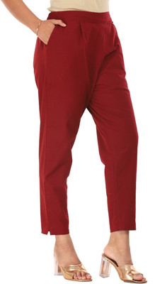 Zucii Regular Fit Women Maroon Trousers
