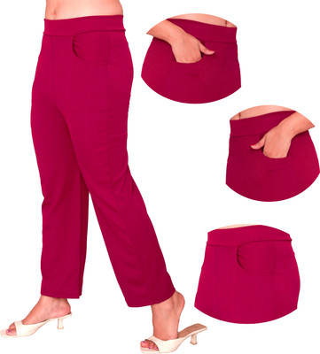 Fashion Bazaar Regular Fit Women Maroon Trousers