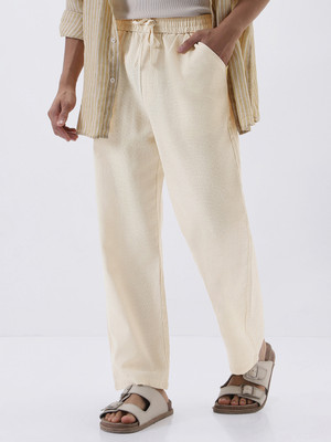 Urbano Fashion Loose Fit Men Cream Trousers