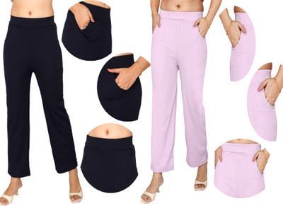 Fashion Bazaar Regular Fit Women Dark Blue, Purple Trousers