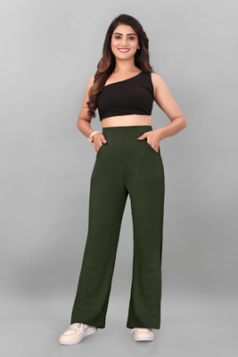 AAI Comfort Fit Women Green Trousers