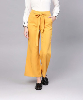 STREET9 Regular Fit Women Yellow Trousers