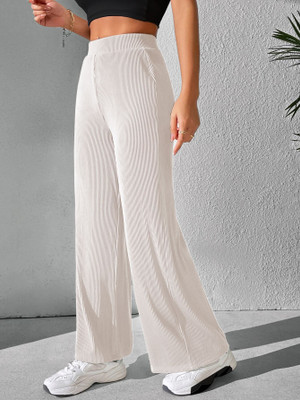 Leriya Fashion Regular Fit Women White Trousers