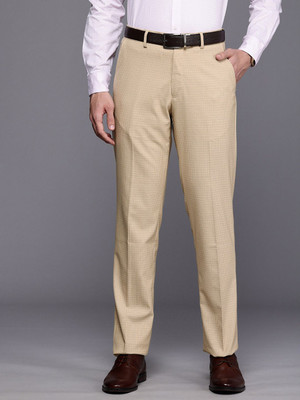 LOUIS PHILIPPE Regular Fit Men Beige Trousers