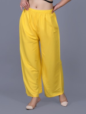 APQRS Flared Women Yellow Trousers