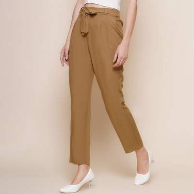 KATLINE Relaxed Women Brown Trousers