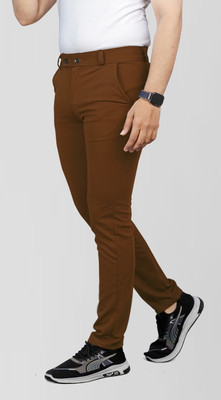 COMBRAIDED Slim Fit Men Brown Trousers