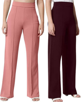 OOWL Straight Fit Women Pink Trousers