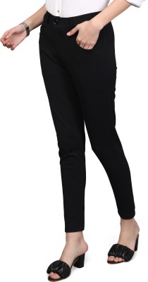 fithub Slim Fit Women Black Trousers