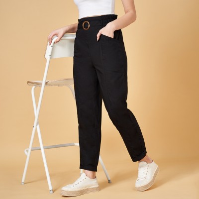 YU by Pantaloons Regular Fit Women Black Trousers