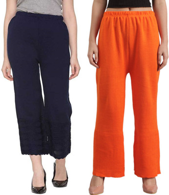 TNQ Regular Fit Women Dark Blue, Orange Trousers