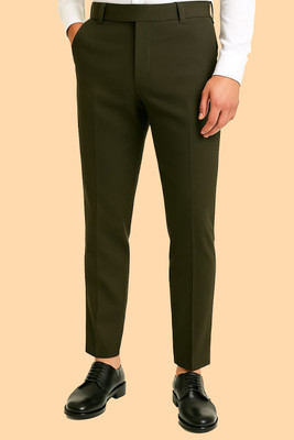VALENOR Slim Fit Men Dark Green Trousers