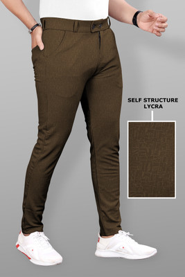 COMBRAIDED Slim Fit Men Brown Trousers