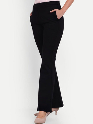 NEXT ONE Flared Women Black Trousers