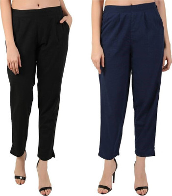 HouseOfCommon Regular Fit Women Black, Dark Blue Trousers