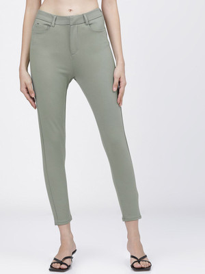 Tokyo Talkies Slim Fit Women Green Trousers