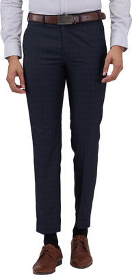 PARK AVENUE Slim Fit Men Blue Trousers