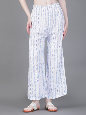 V-MART Regular Fit Women Blue, White Trousers