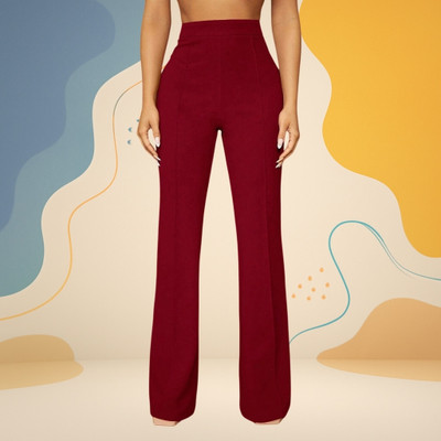Anitafashion Loose Fit Women Maroon Trousers