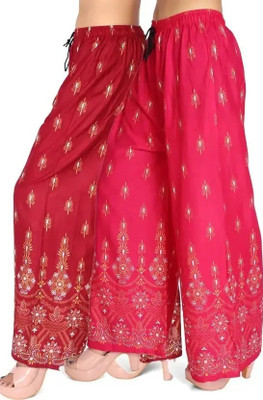 SHENEXAS Regular Fit Women Maroon, Pink Trousers