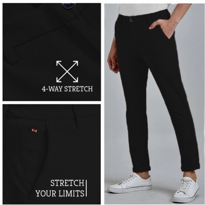 Plus91 Slim Fit Men Black Trousers