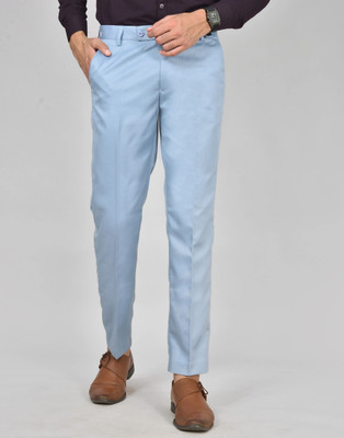 Q AND K Regular Fit Men Light Blue Trousers