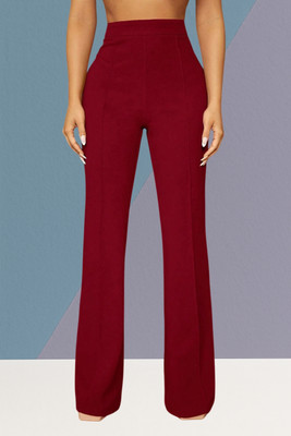 AKOTTY Comfort Fit, Regular Fit Women Maroon Trousers