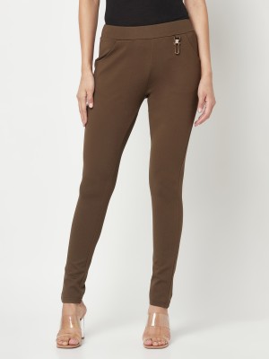 CRIMSOUNE CLUB Slim Fit Women Brown Trousers