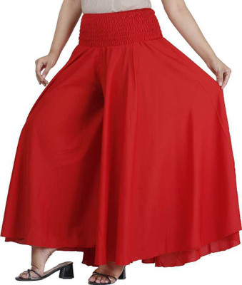 Biubaa Skinny Fit Women Red Trousers