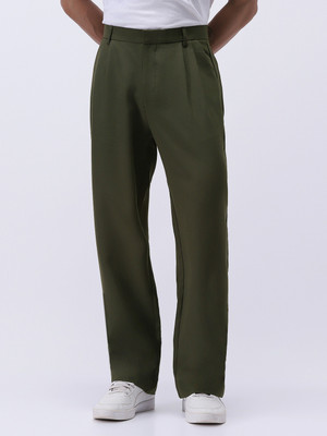 Urbano Fashion Loose Fit Men Dark Green Trousers