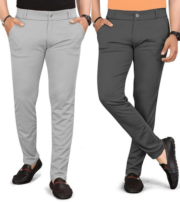 ManviFashion Regular Fit Men Grey Trousers