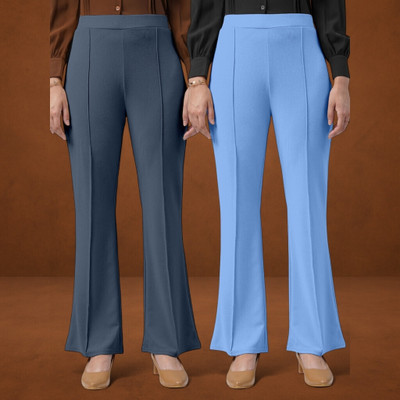 nitafashion Comfort Fit, Regular Fit Women Grey, Light Blue Trousers