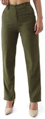 Kraus Jeans Women High-Rise Loose Straight Fit Pants Loose Fit Women Light Green Trousers