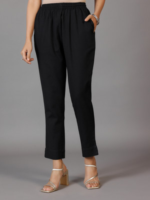 LIBAS Straight Fit Women Black Trousers