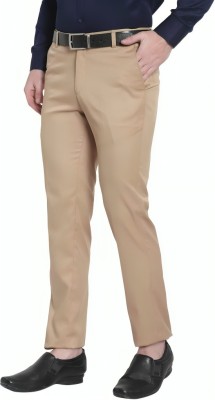 BroONE Slim Fit Men Khaki Trousers