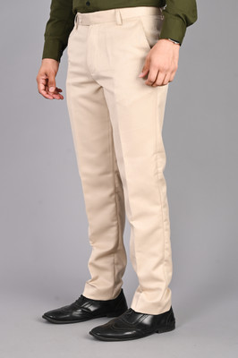 FUBAR Regular Fit Men Cream Trousers