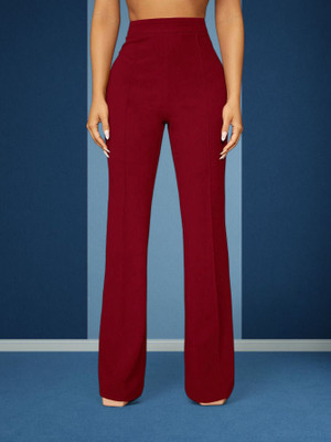 HouseOfCommon Loose Fit Women Maroon Trousers