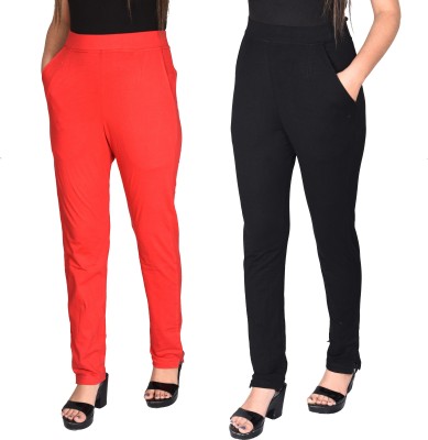 FC OSWAL Regular Fit Women Black, Red Trousers
