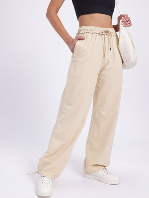 Glitchez Loose Fit Women Beige Trousers
