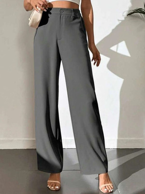 Broadstar Regular Fit Women Grey Trousers