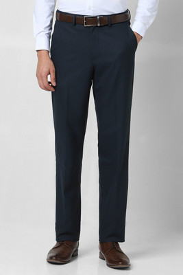 VAN HEUSEN Regular Fit Men Dark Blue Trousers