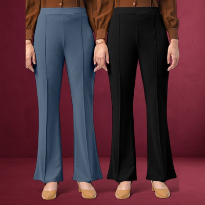 HouseOfCommon Comfort Fit, Regular Fit Women Grey, Black Trousers