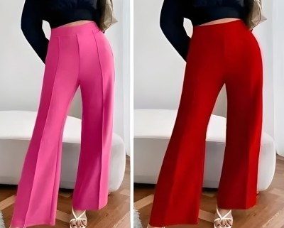 NVYARI Regular Fit Women Maroon, Pink Trousers